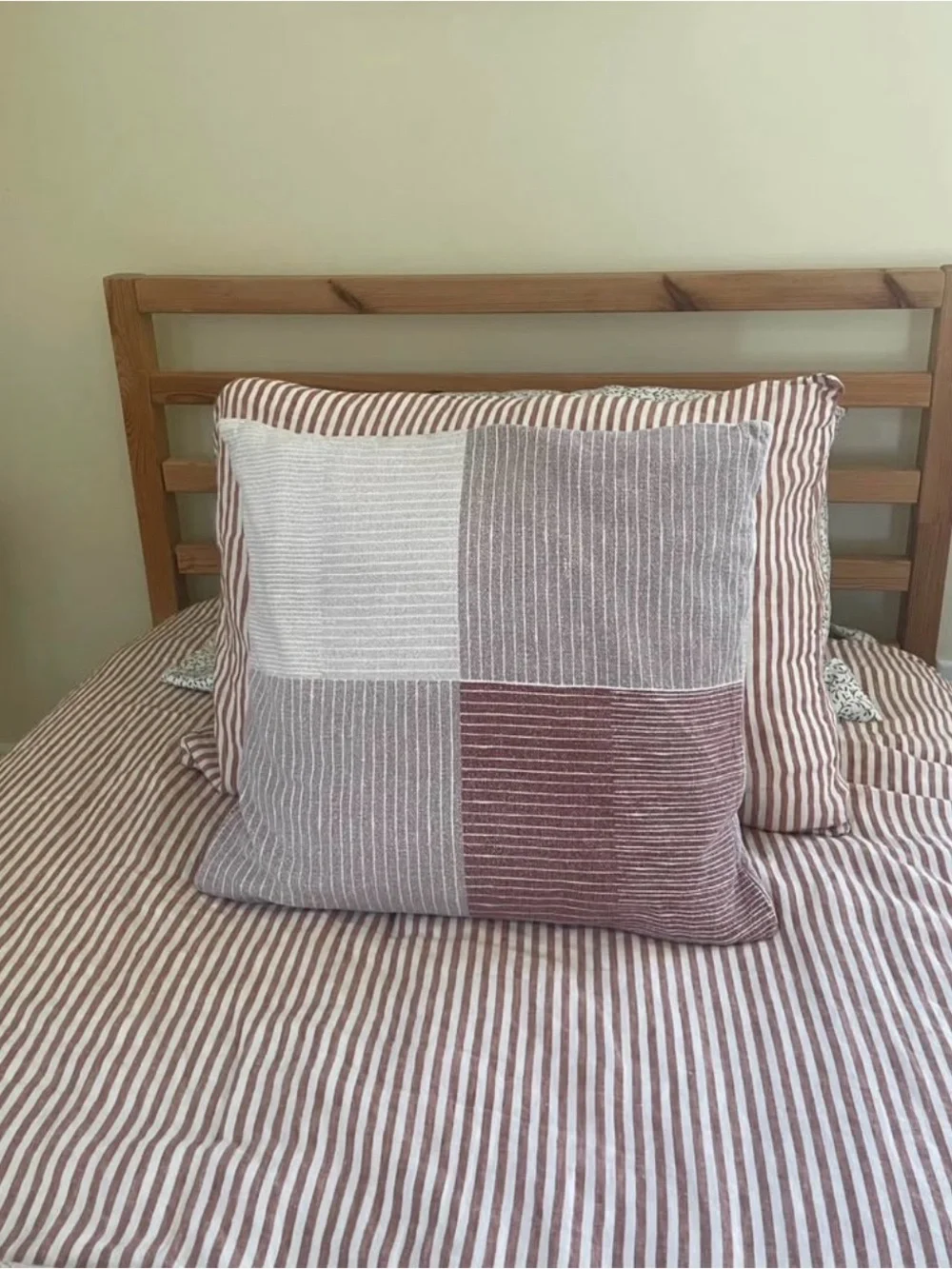H&M Striped Mauve / Rose Throw Pillow Cover